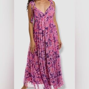 NWT Rococo Sand Lei Maxi Dress in Bubblegum Pink & Purple size M
